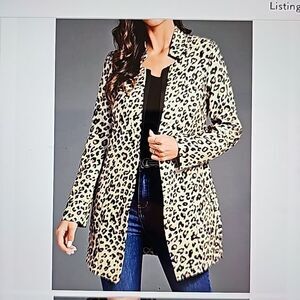 FloryDay Leopard Print Blazer Jacket L